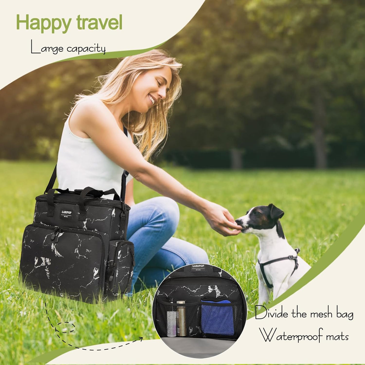 Dog Travel Bag,Weekend Pet Travel bag Set for Dog and Cat,Airline Approved Tote Multi-Function Dog
