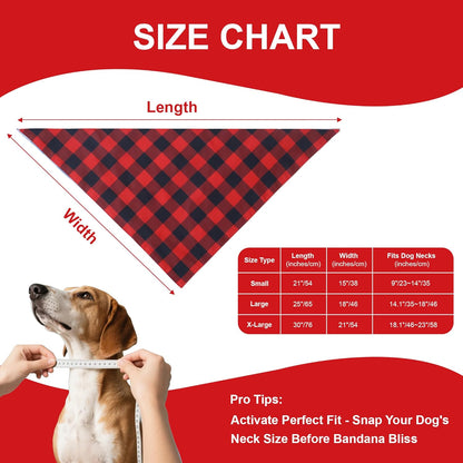 Plaid Dog Bandanas 2-Pack for Small Dogs, Red-Black & Blue-Black Buffalo Check Set - Adjustable