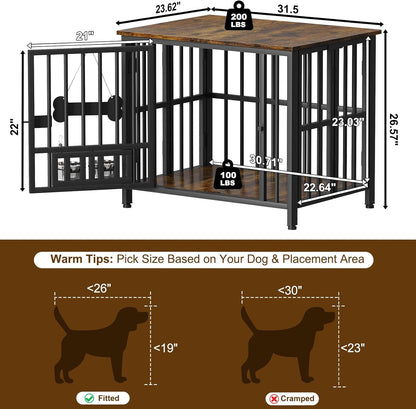 Easycom 31" Dog Crate Furniture Foldable, No Assembly Decorative Dog Kennel Indoor, Dog Crates for