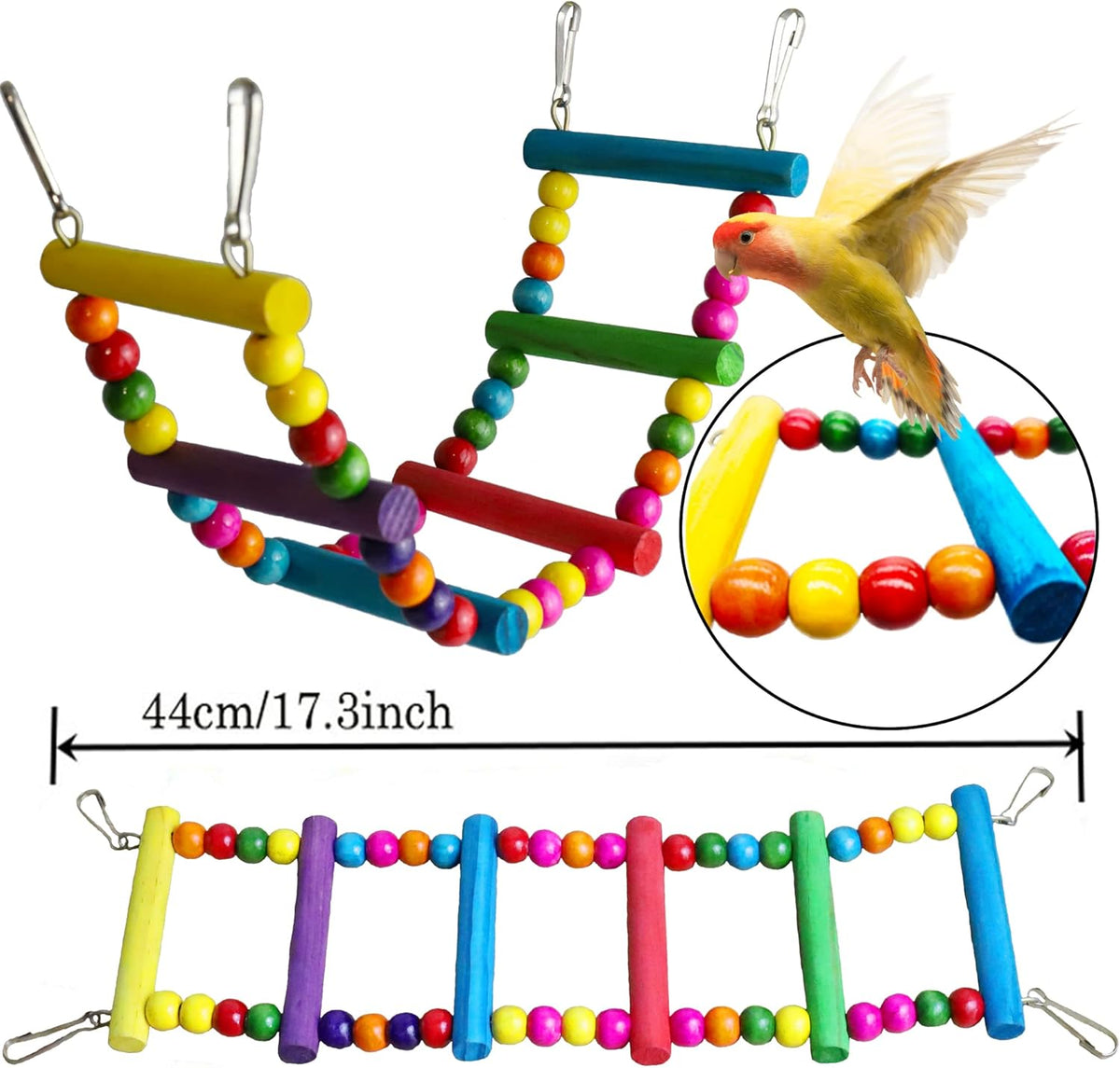 Bird Parakeet Cockatiel Toys, ESRISE Parrots Cage Hammock Swing Climbing Ladders Wooden Perch