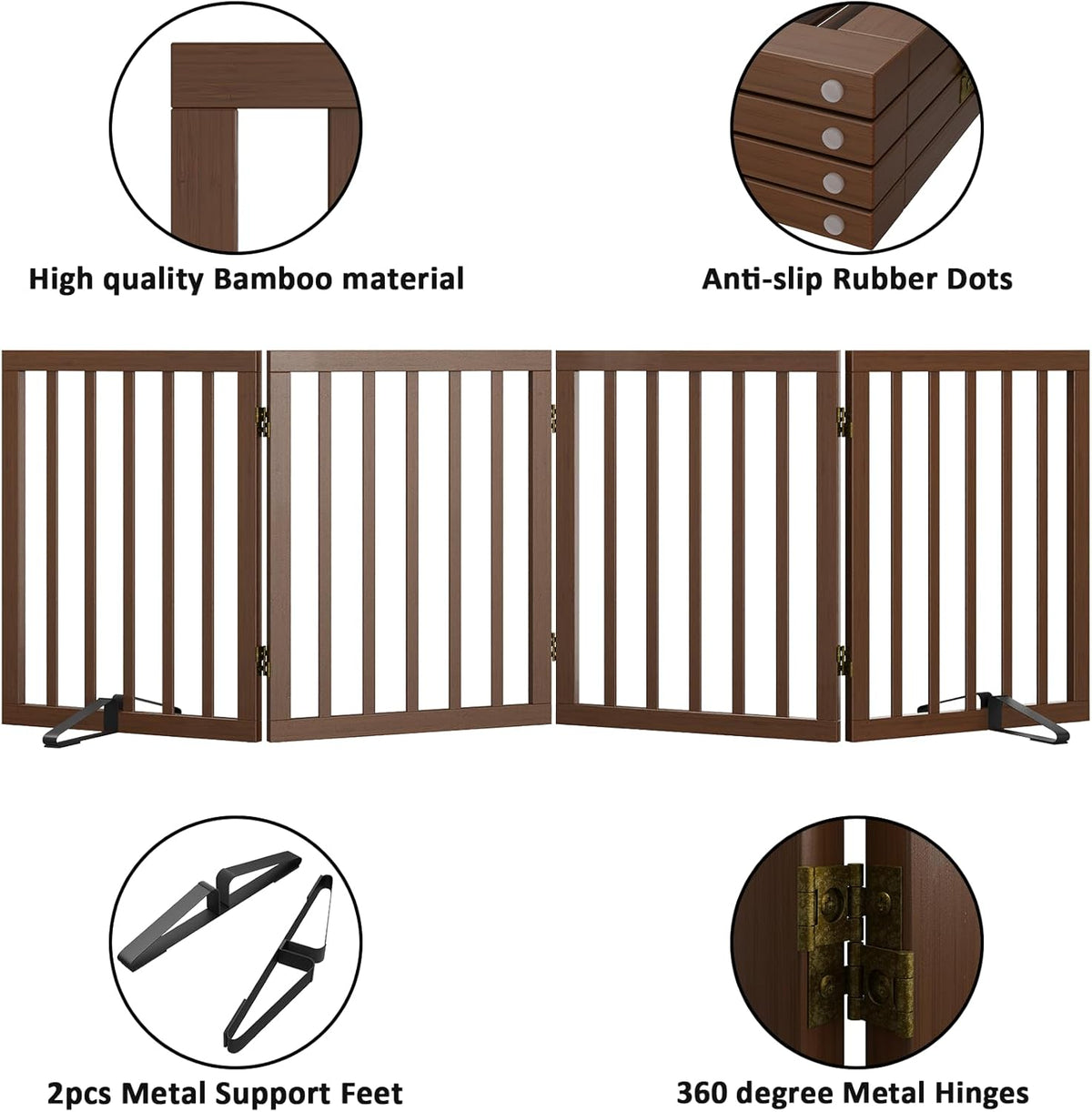 Dog Gate for Stairs,Foldable Dog Gate for Indoor Doorways House,Freestanding Pet Gates for