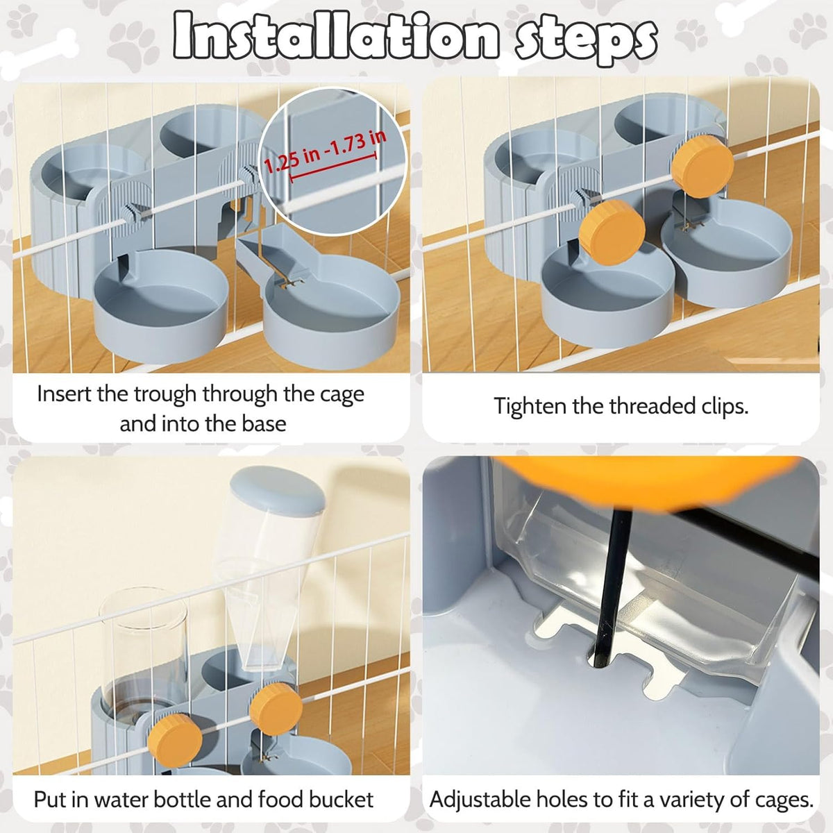 kathson Automatic Rabbit Food and Water Dispenser for Cage, Auto Gravity Bunny Feeder and Water Set