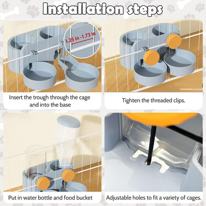 kathson Automatic Rabbit Food and Water Dispenser for Cage, Auto Gravity Bunny Feeder and Water Set