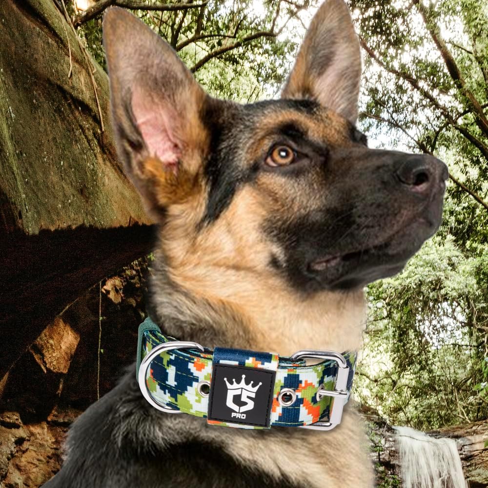TSPRO Tactical Dog Collar 1.5 Inch Wide Thick Dog Collars with Heavy Duty Metal Buckle, Durable