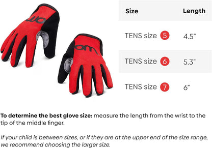 woom TENS Bike Gloves, Child’s & Youth Bicycle Full Finger Protection with Grip for Road Cycling &