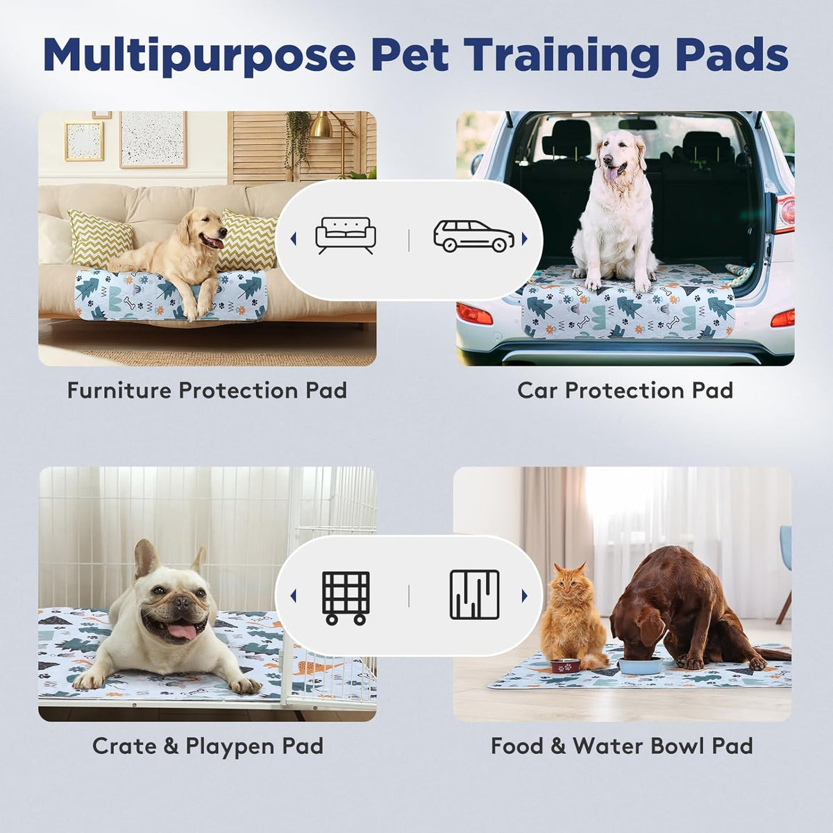 FURTIME Washable Pee Pads for Dogs, 2 Pack Large 34"x36" Super Absorbent Reusable Puppy Pads, 100%
