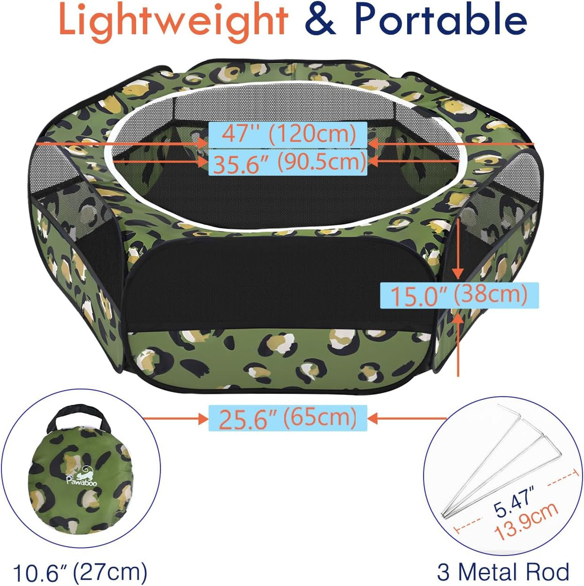 Pawaboo Small Animals Playpen, Waterproof Small Pet Cage Tent with Zippered Cover, Portable Outdoor