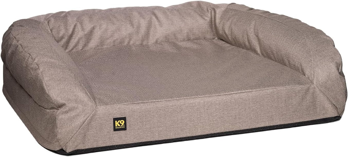 K9 Ballistics Tough Bolster Orthopedic Sofa Dog Bed with Removable Washable Cover - Durable, Water