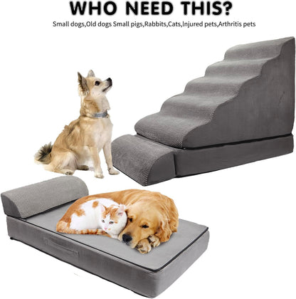 Soft Dog Stairs & Steps for High Beds 28 Inches High Tall, LitaiL Pet Stairs/Steps for High Beds