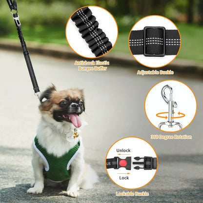 BWOGUE 2 Piece Dog Seat Belt for Car with Elastic Bungee Buffer Safety Seatbelt Car Headrest