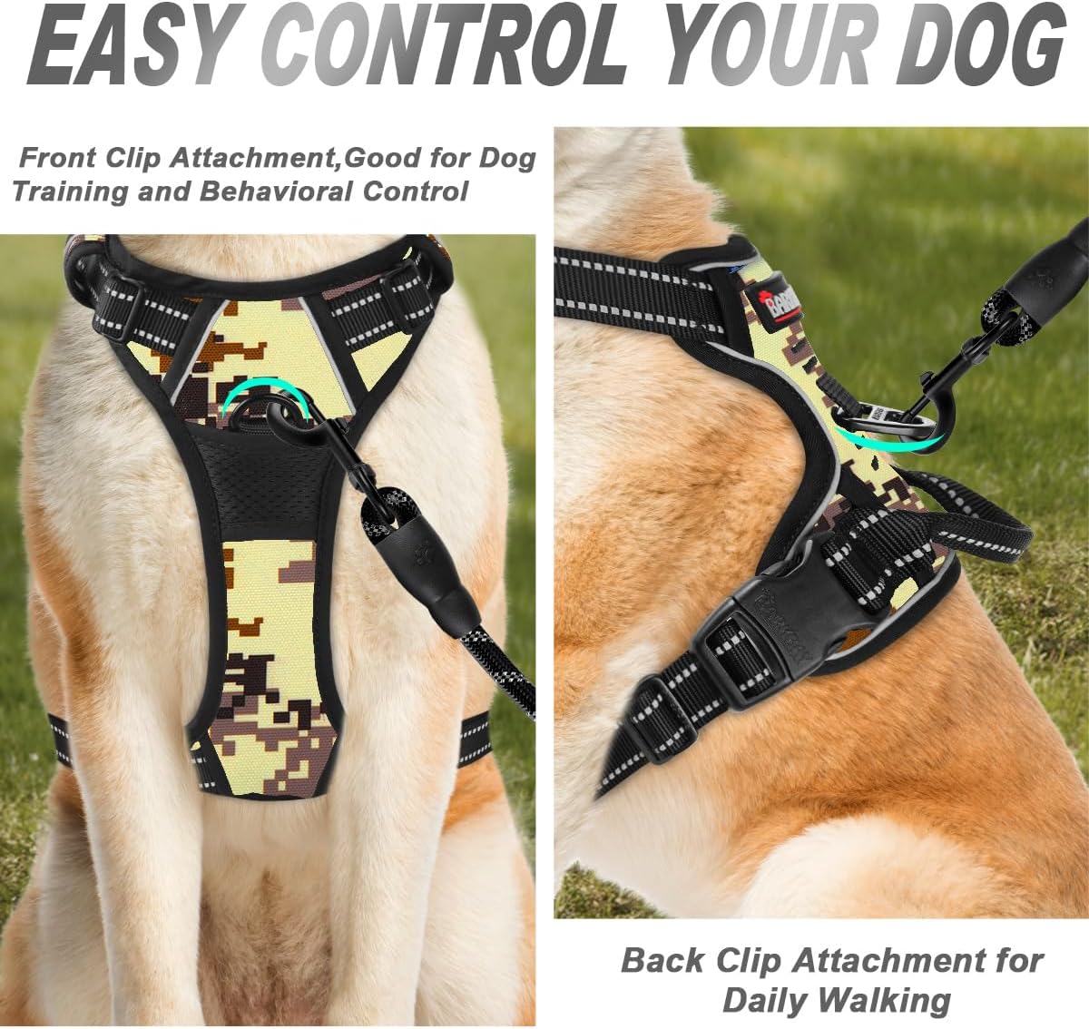 BARKBAY No Pull Dog Harness Front Clip Heavy Duty Reflective Easy Control Handle for Large Dog