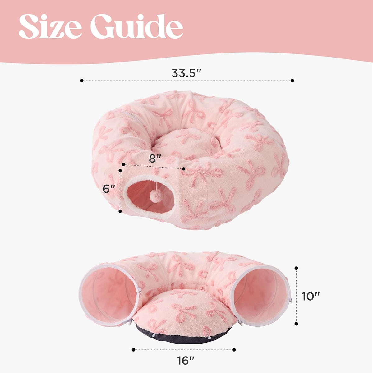 Lesure Cat Tunnel Bed for Indoor Cats - Cute Cat Donut Tunnel Toys with Washable Circle Cushion