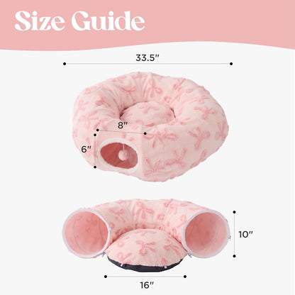 Lesure Cat Tunnel Bed for Indoor Cats - Cute Cat Donut Tunnel Toys with Washable Circle Cushion