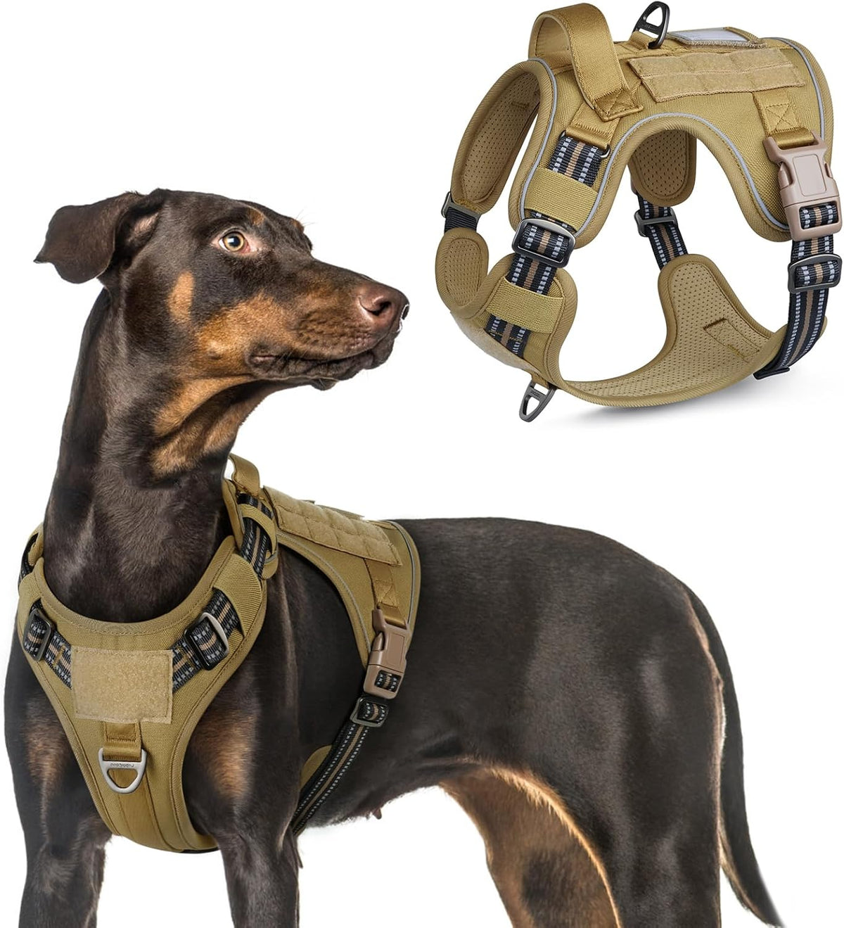 rabbitgoo Tactical Dog Harness for Large Dogs, No Pull Military Service Vest with Handle & Molle