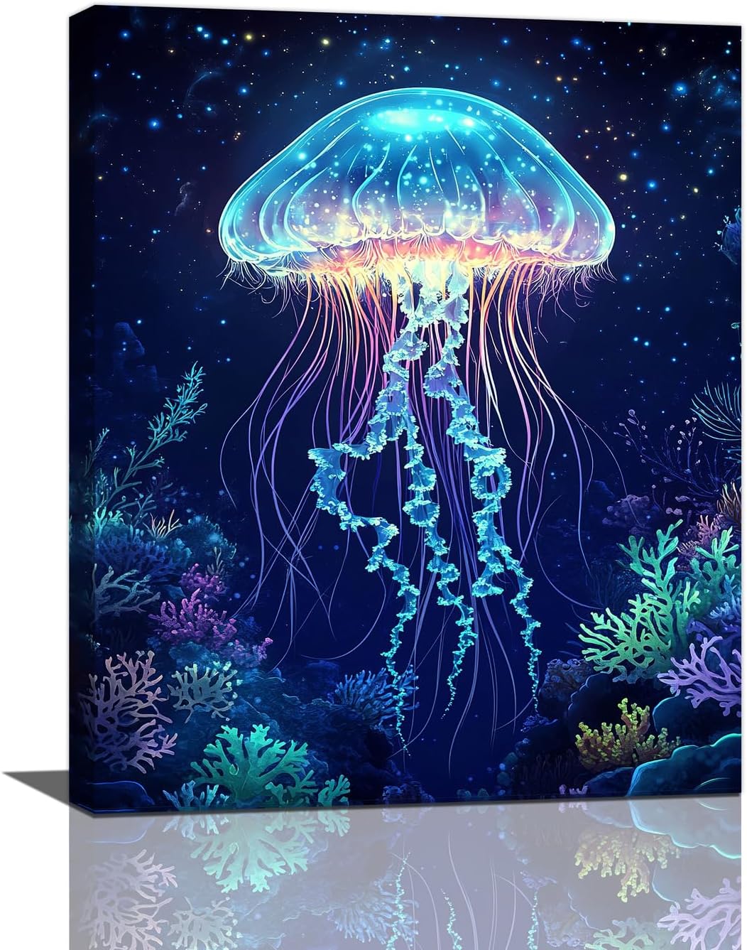 Ocean Jellyfish Wall Art Canvas Coral Fish Wall Decor Prints Framed Painting Underwater Pictures