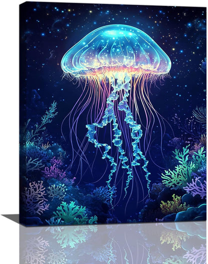 Ocean Jellyfish Wall Art Canvas Coral Fish Wall Decor Prints Framed Painting Underwater Pictures