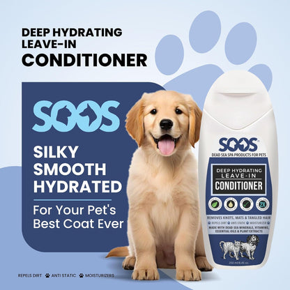 Soos Pets Deep Hydrating Leave-in Conditioner for Dogs and Cats | Natural Dead Sea Minerals &