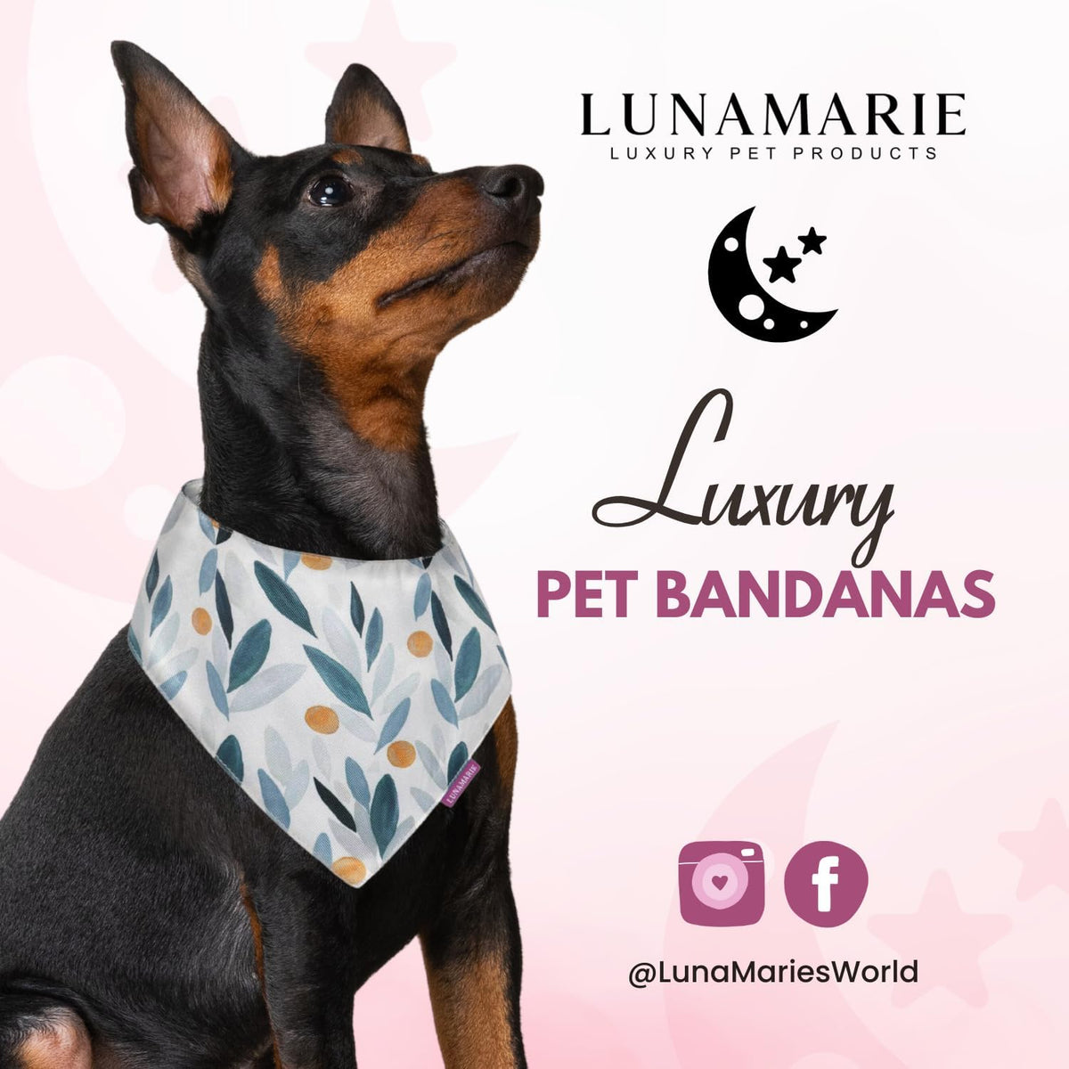 LunaMarie - Luxury Pet Birthday Bandanas -Premium & Silky Poly Fabric | 100% Handmade | Custom