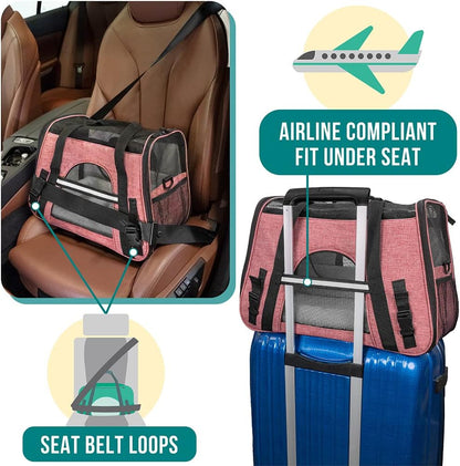 PetAmi Airline Approved Pet Carrier for Cat, Soft Sided Dog Carrier for Small Dog, Cat Travel