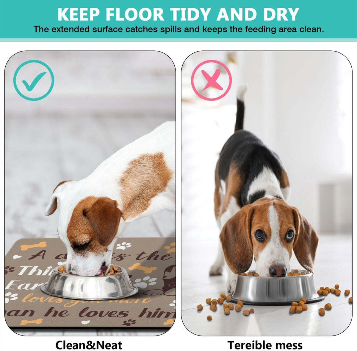 Pet Feeding Mat for Floors Waterproof Dog Mat for Food and Water Absorbent Quick Dry Non Slip mat