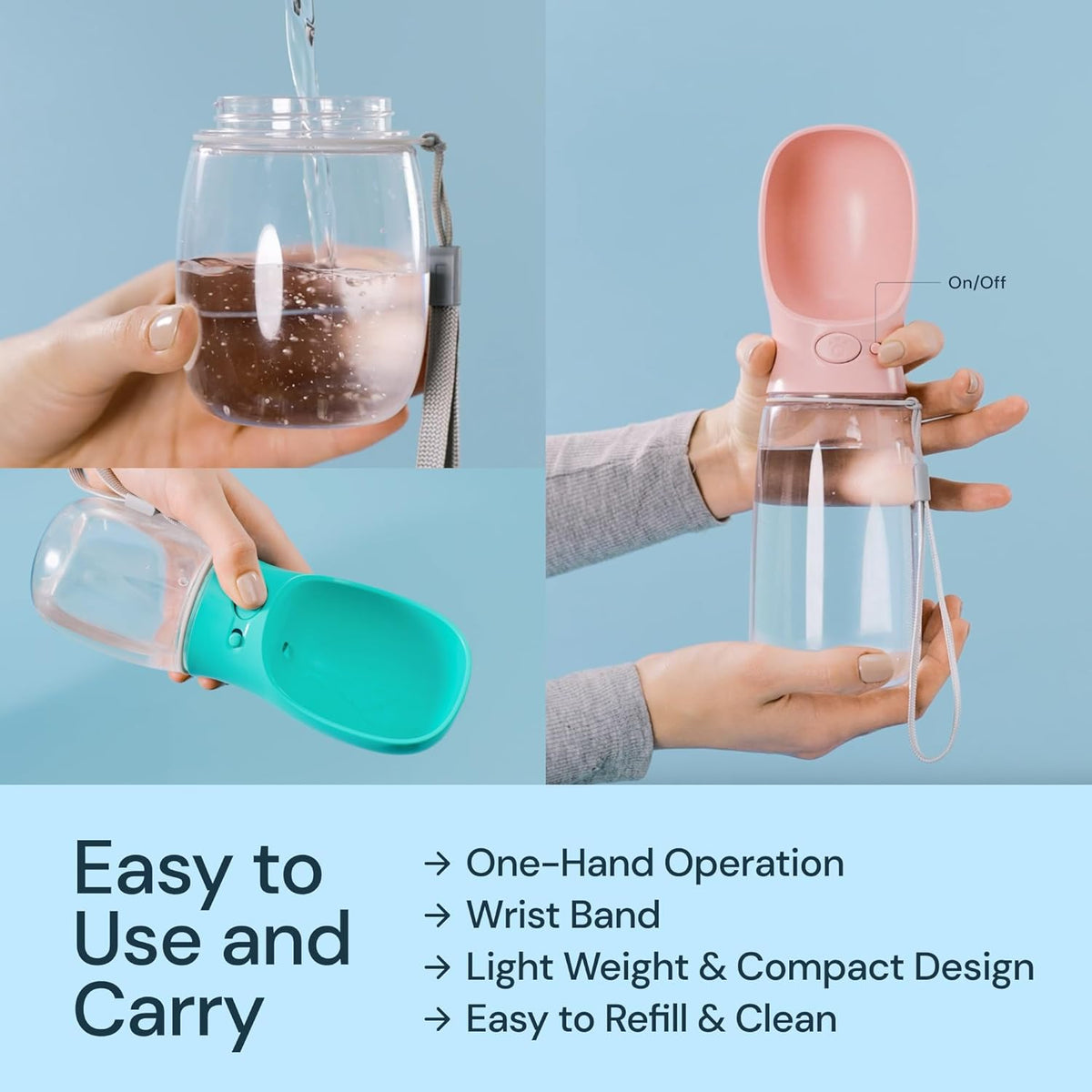MalsiPree Leak Proof Portable Dog Water Bottle & Dog Travel Water Bottle Dispenser with Bowl - 12