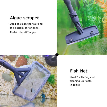 AQUANEAT 6 in 1 Fish Tank Cleaning Tools, Aquarium Cleaner Set with Adjustable Handle, Including