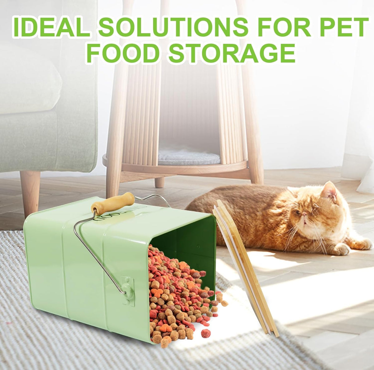 Cat Food storage container Cat Treats Jar,5~6 lb Metal food treats tin for Cat, pet snacks