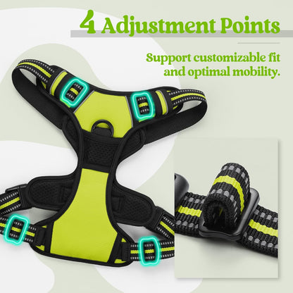 rabbitgoo Dog Harness No Pull with 2 Leash Clips, Adjustable Soft Padded, Reflective Oxford No