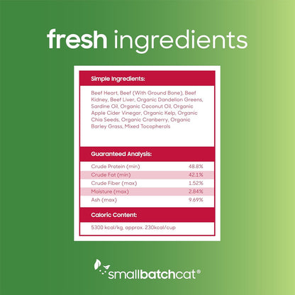 smallbatch Pets Freeze Dried Cat Treats, Raw Dry Cat Food Bites, Beef Recipe, High Protein Food