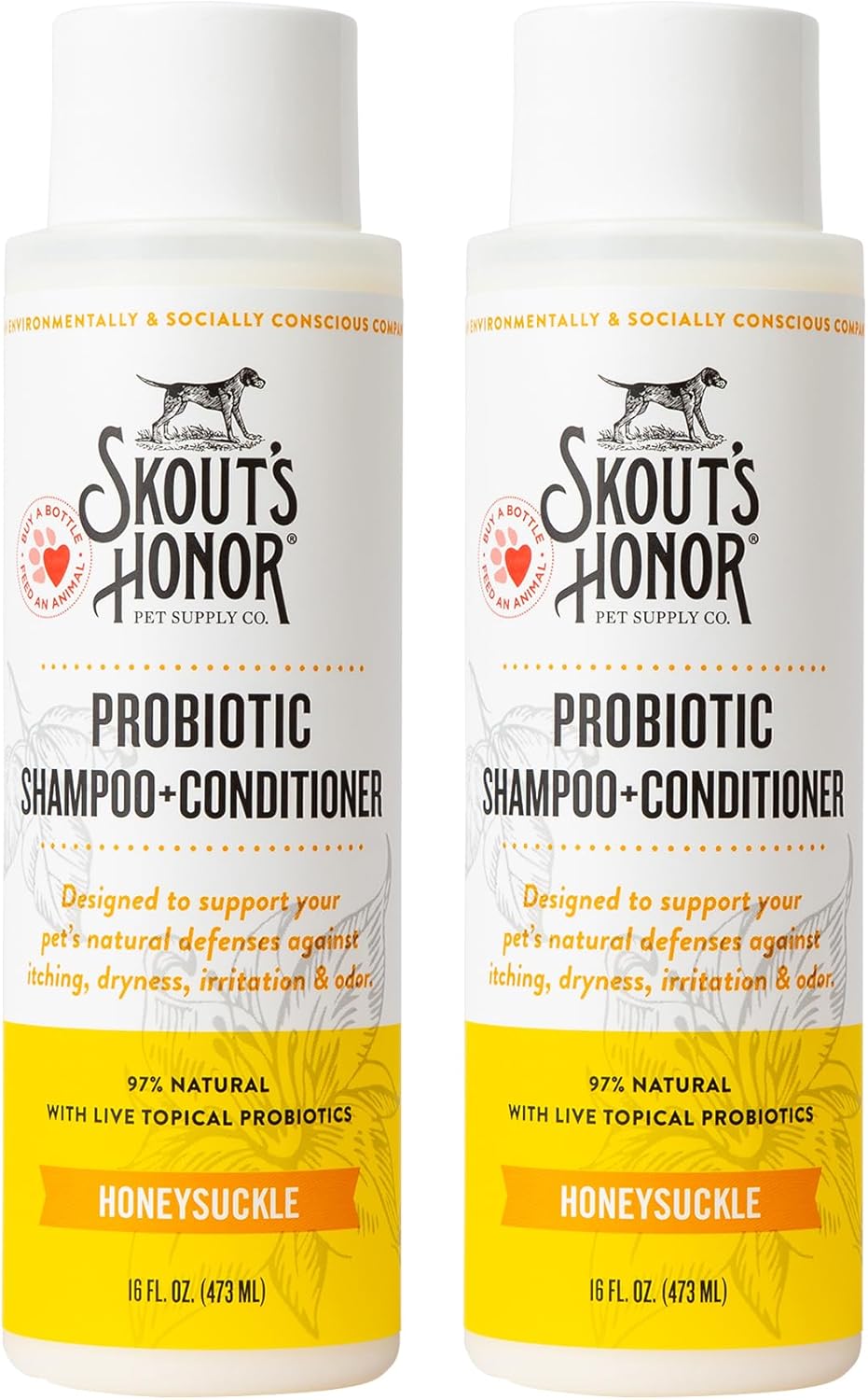 Skout's Honor Probiotic Dog Shampoo & Conditioner with Avocado Oil & Omega-3s, 97% Natural, Paraben