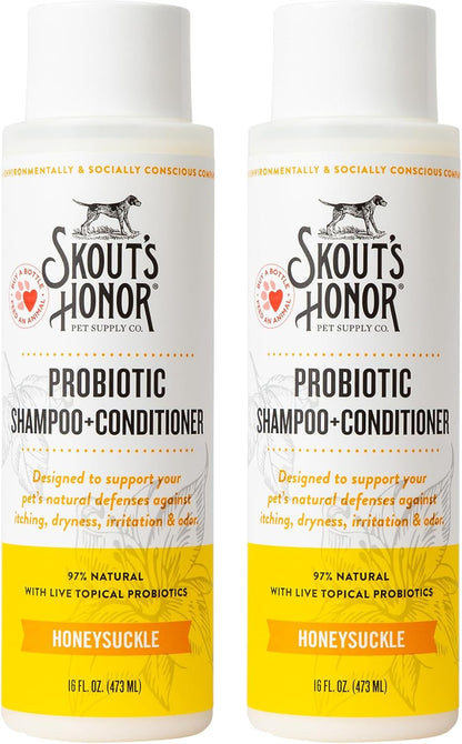 Skout's Honor Probiotic Dog Shampoo & Conditioner with Avocado Oil & Omega-3s, 97% Natural, Paraben