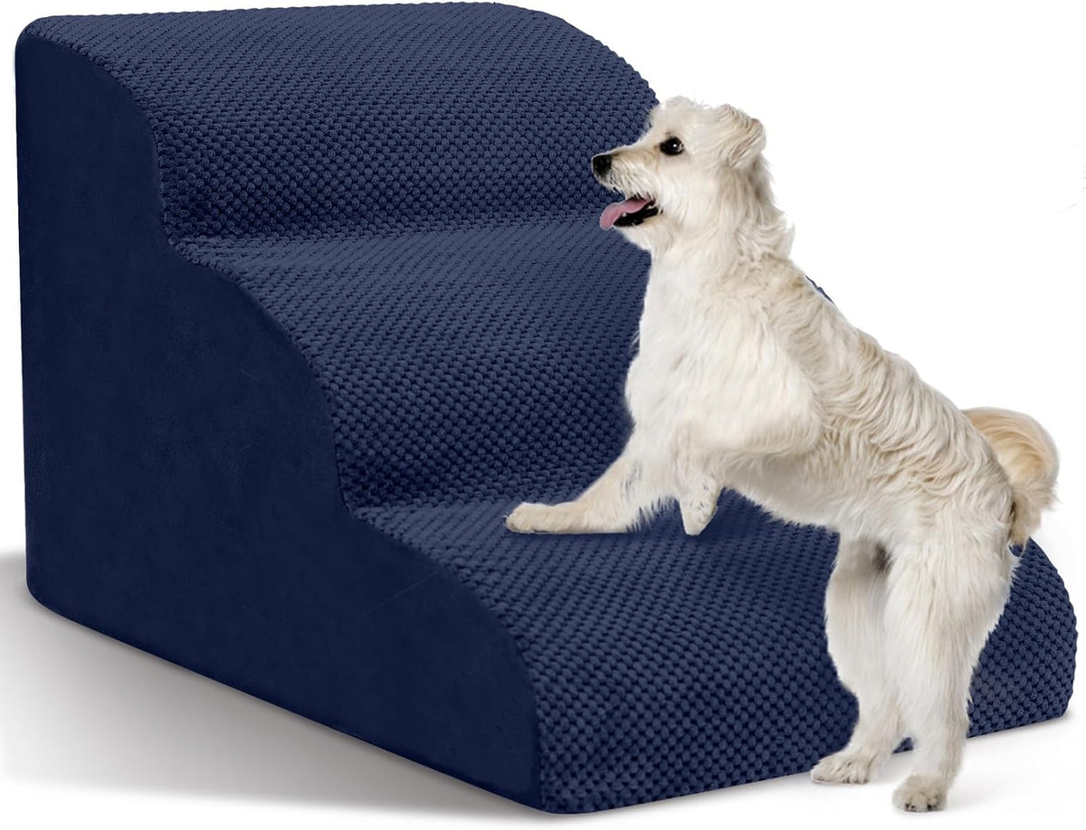 Dog Stairs for Small Dogs - High Density Foam Pet Steps, Extra Wide Dog Ramp with Non-Slip Bottom