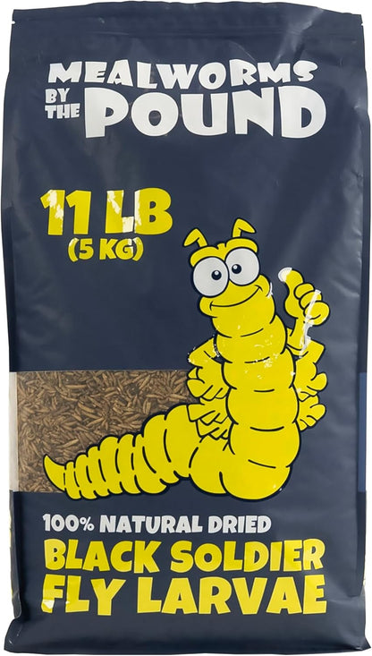Dried Black Soldier Fly Larvae (11 lbs) - More Calcium Than Mealworms - Treats for Chickens, Wild