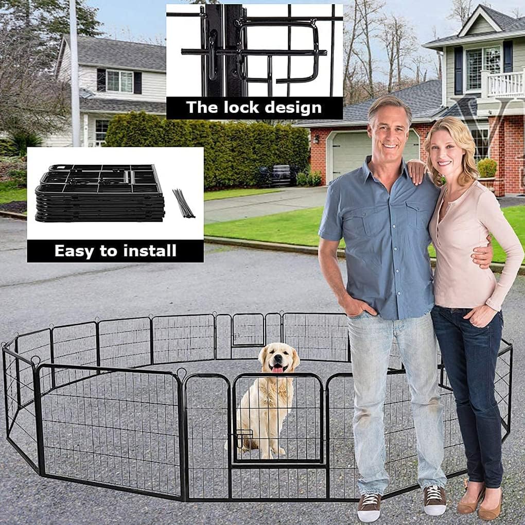 BestPet | Dog Playpen | 24 Inch, 16 Panels | Heavy Duty Metal Pet Exercise Pen | Indoor Outdoor