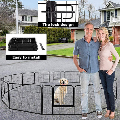 BestPet | Dog Playpen | 24 Inch, 16 Panels | Heavy Duty Metal Pet Exercise Pen | Indoor Outdoor