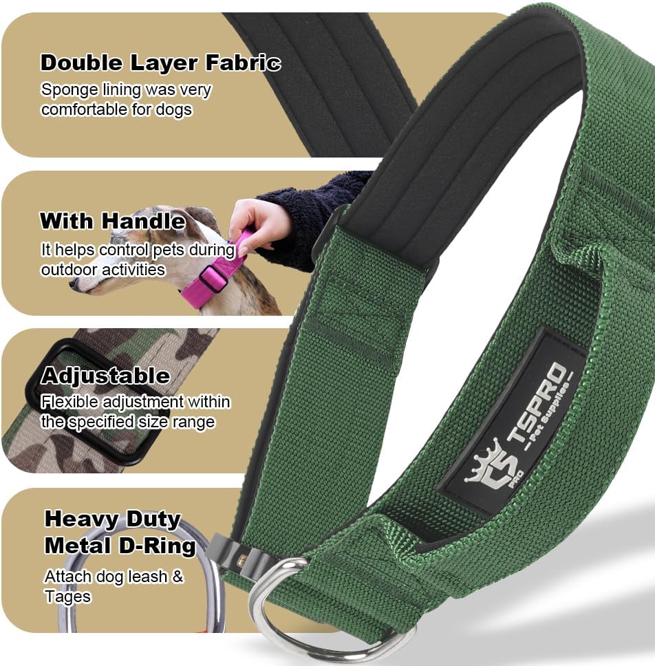 TSPRO Premium Dog Collars Tactical Dog Collar with Handle and Heavy Duty Quick-Release Metal Buckle