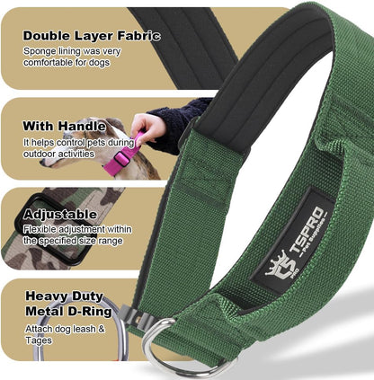 TSPRO Premium Dog Collars Tactical Dog Collar with Handle and Heavy Duty Quick-Release Metal Buckle