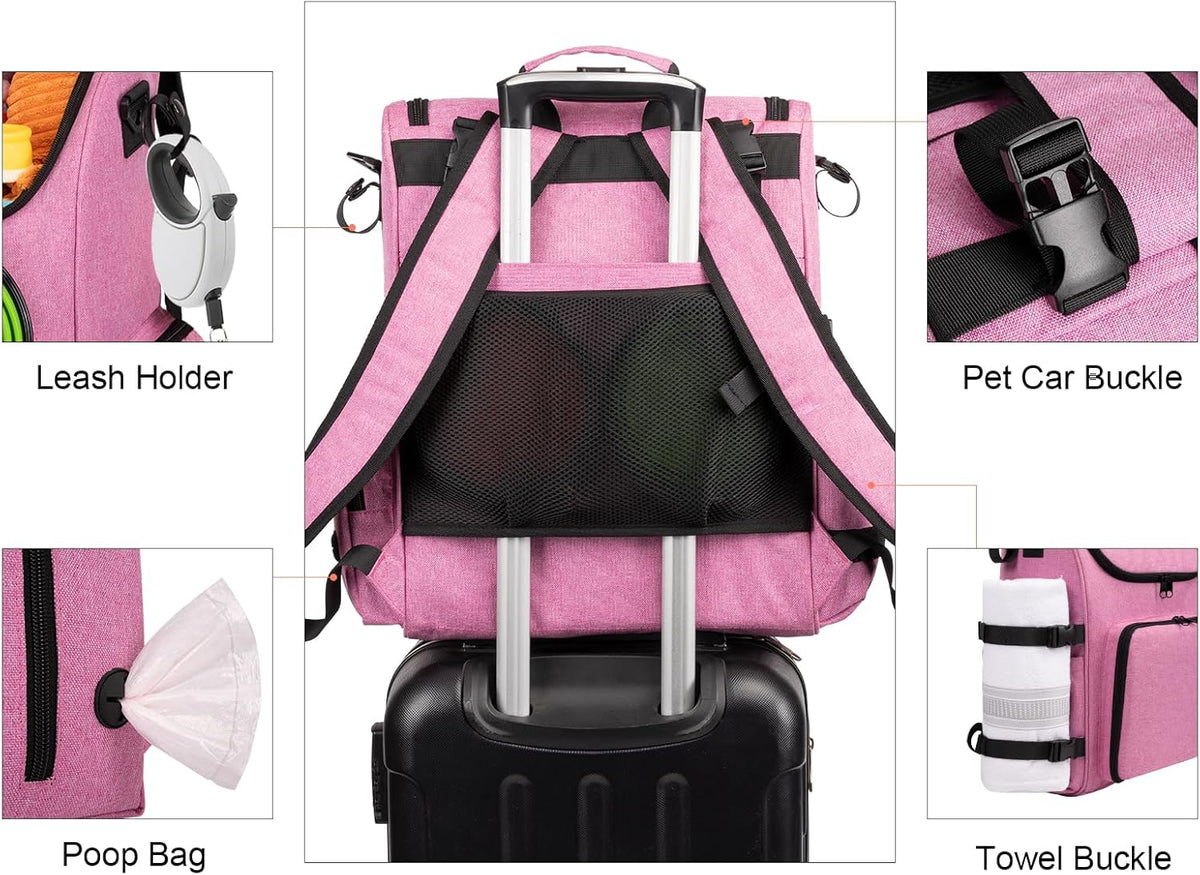 Modoker Dog Travel Bag Backpack, Airline Approved Pet Accessories Organizer for Dog and Cat with