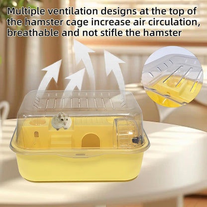 Hamiledyi Small Hamster Cage Clear Plastic Hamster Cage Portable Carrier with Water Bottle Exercise