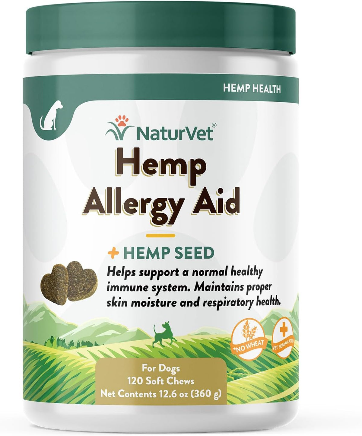 NaturVet Hemp Allergy Aid Supplement for Dogs, Hemp Seed, Antioxidants, Omegas, Dha & Epa for