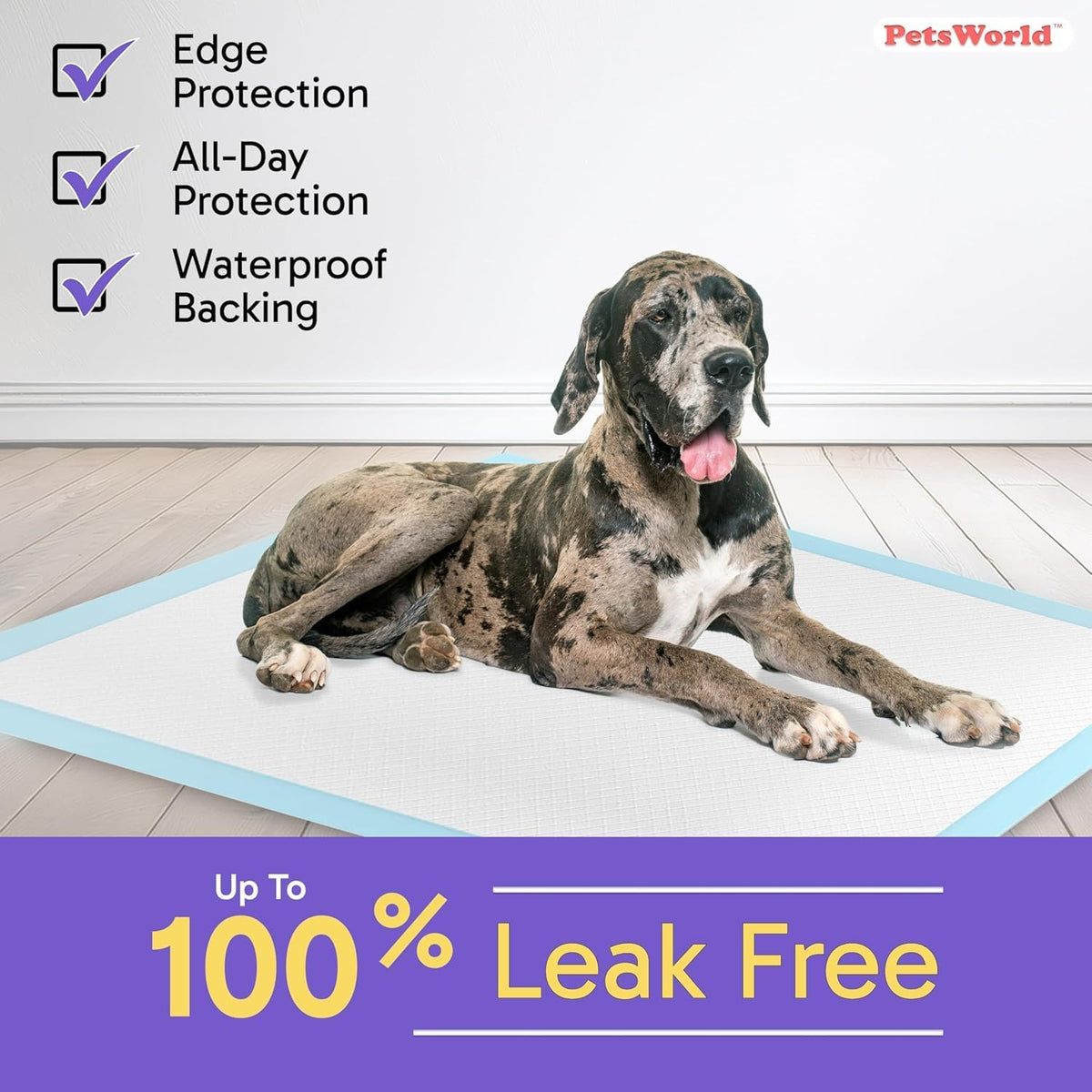 PETSWORLD Giant Dog Potty Pads, Odor-Eliminating, 36" x 36", Ultra Absorbent 5-Layer Leak-Proof