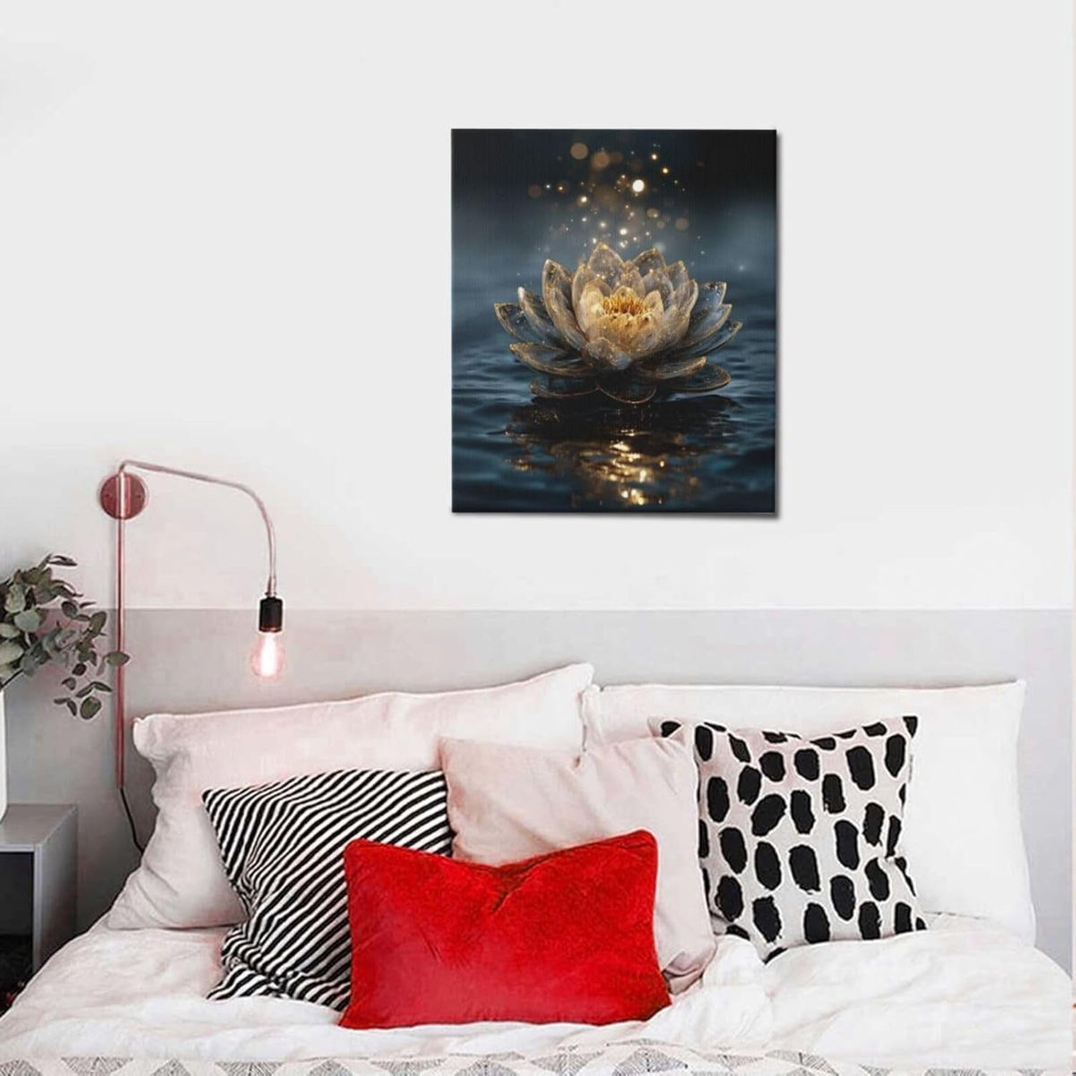 Zen Lotus Canvas Wall Art Mystical Lotus Bloom in Water Aesthetic Pictures Wall Decor Modern