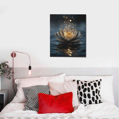 Zen Lotus Canvas Wall Art Mystical Lotus Bloom in Water Aesthetic Pictures Wall Decor Modern