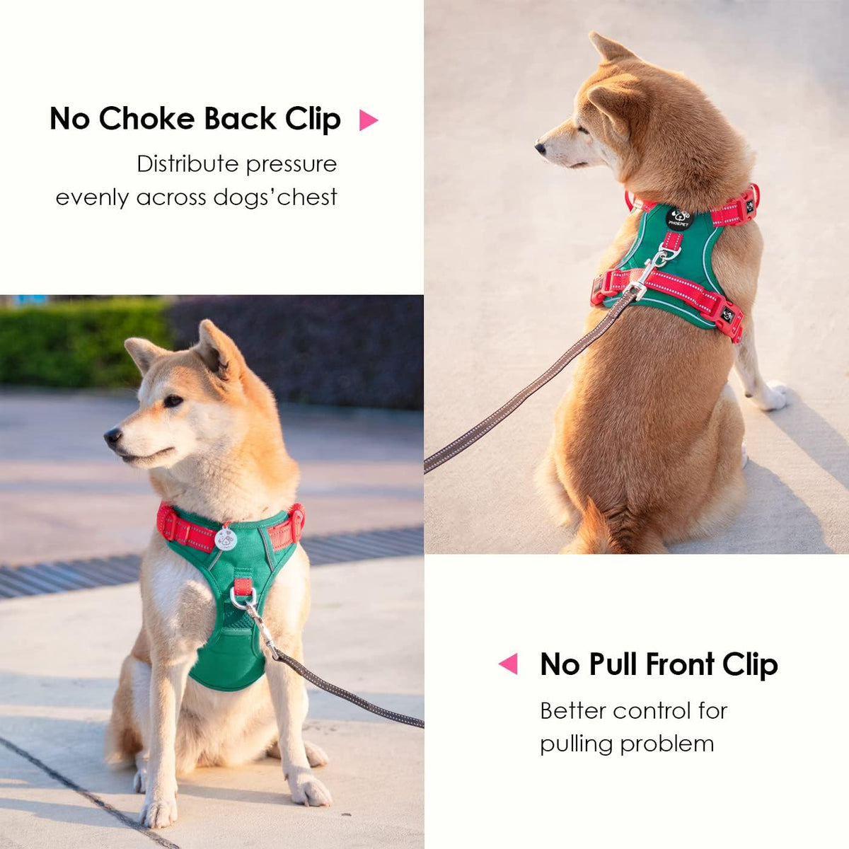 PHOEPET No Pull Dog Harness, Unique Colors Reflective Adjustable Dog Vest, with Soft Training