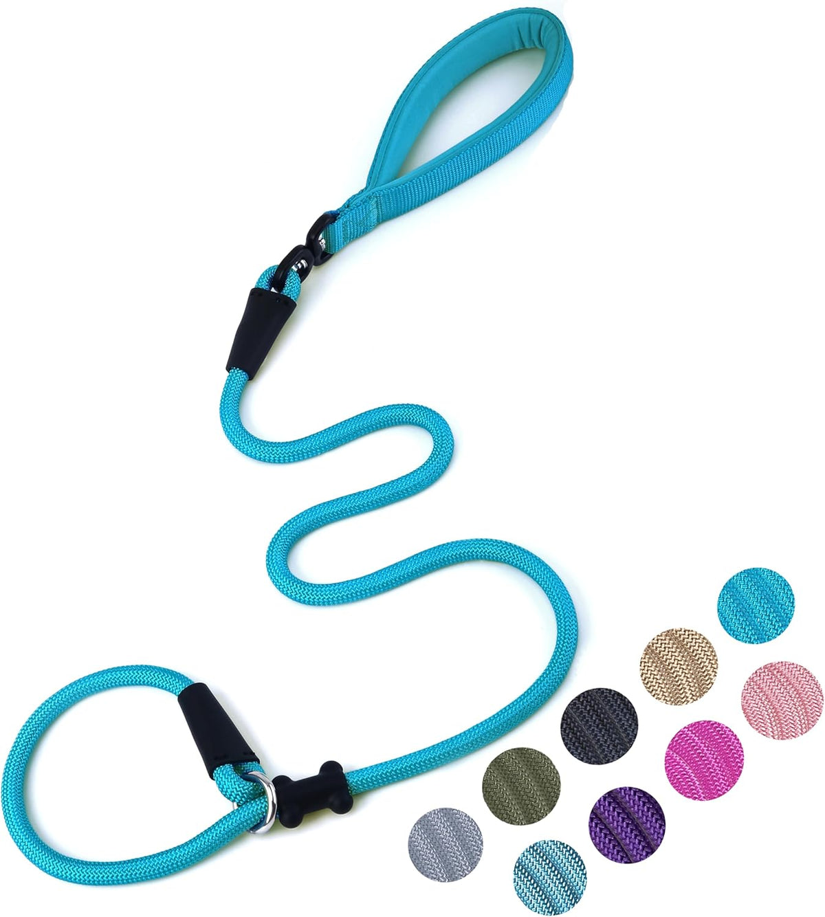 Slip Lead Dog Leash，Strong Nylon Rope Leash and Padded Handle,No Pull Outdoor Walking Training Lead