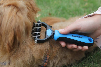 Maxpower Planet Pet Grooming Brush - Double Sided Dematting Undercoat Rake for Dogs and Cats, Extra