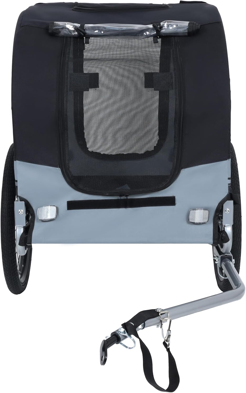 Blue-Grey Large Folding Bike Trailer for Dogs – Heavy-Duty Steel Frame, 66LB Capacity Pet Carrier