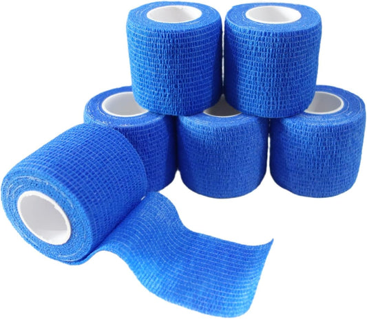 6 Pack 2" x 5 Yards Self Adhesive Bandage Wrap Breathable Cohesive Vet Wrap for Pets, Elastic