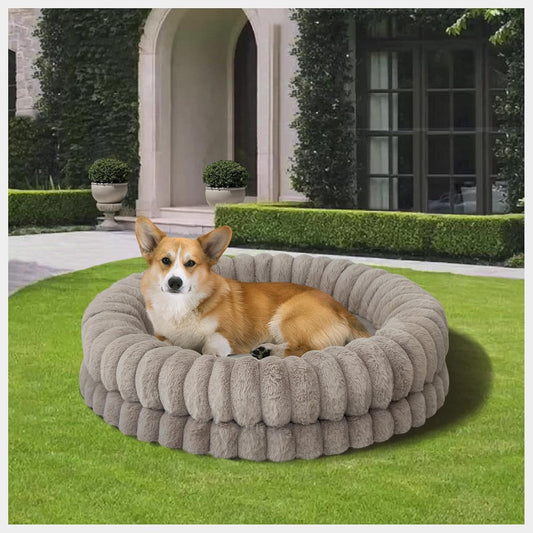 BALANCE Luxury Donut Dog Bed, 30 Inches Round Dog Bed Medium Size Dogs Washable, Orthopedic Calming