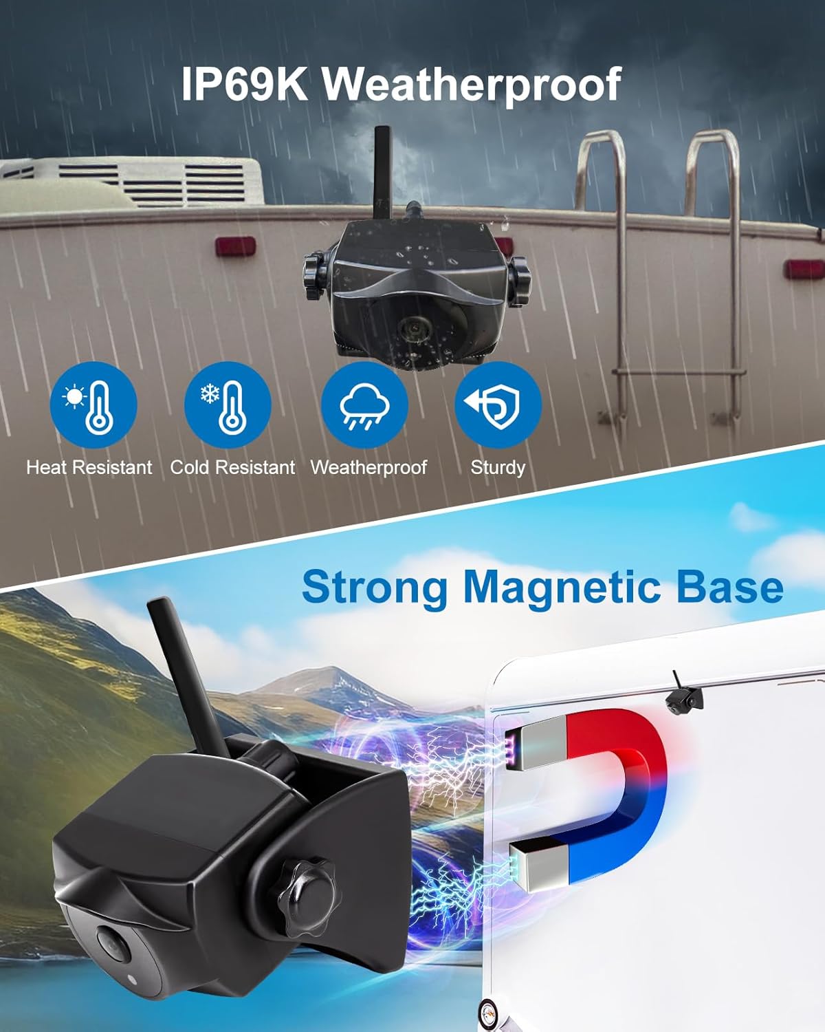 1080P Magnetic Wireless Backup Camera, WiFi Hitch Camera with Long-Lasting Battery,Night